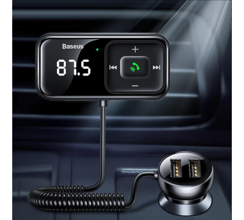 АЗП з FM-модулятором Baseus T Shaped S-16 Car Bluetooth MP3 Player Black (CCMT000201)