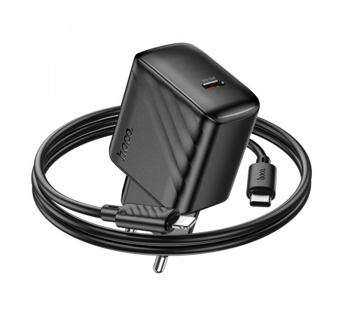 Мережевий зарядний пристрій з кабелем HOCO CS24A Puerto single-port PD25W charger set (C to iP)(EU) Black (6942007639767)