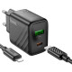 Мережевий зарядний пристрій з кабелем HOCO CS23A Sunlight dual-port PD30W+QC3.0 charger set (C to iP)(EU) Black (6942007609951)