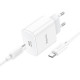 Мережевий зарядний пристрій з кабелем HOCO C76A Pro Majestic single port PD30W charger set (Type-C to Type-C)(EU) White (6942007616324)