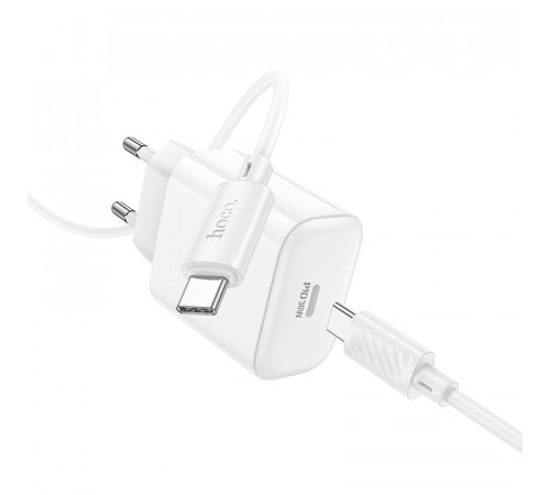 Мережевий зарядний пристрій з кабелем HOCO C76A Pro Majestic single port PD30W charger set (Type-C to Type-C)(EU) White (6942007616324)