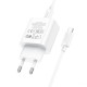 Мережевий зарядний пристрій з кабелем HOCO C76A Pro Majestic single port PD30W charger set (Type-C to Type-C)(EU) White (6942007616324)