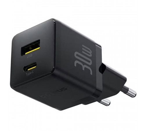 Мережевий зарядний пристрій Baseus Palm Fast Charger C+U 30W EU Cluster Black (P1011160A113-00)