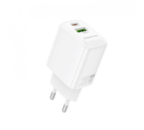 Мережевий зарядний пристрій BOROFONE BN27 Fuente PD20W+QC3.0 charger (EU) White (6941991120268)