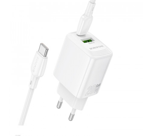 Мережевий зарядний пристрій BOROFONE BN27 Fuente PD20W+QC3.0 charger (EU) White (6941991120268)