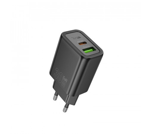Мережевий зарядний пристрій HOCO N63 Gentle PD30W+QC3.0 charger (EU) Black (6942007644358)