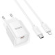 Мережевий зарядний пристрій з кабелем HOCO C146A Charm single port PD20W charger set (C to iP) (EU) White (6942007630252)