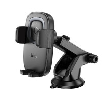 Автотримач для телефона з БЗП HOCO HW32 Crown push-type wireless charging car holder (center console) Black Metal Gray (6942007646949)