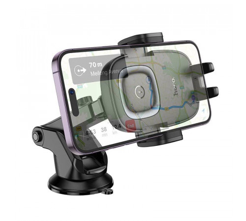 Автотримач для телефона з БЗП HOCO HW32 Crown push-type wireless charging car holder (center console) Black Metal Gray (6942007646949)