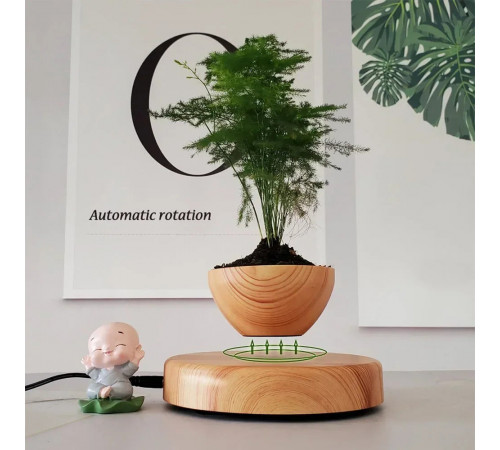 Магнітний левітаційний горщик для рослин HCNT Magnetic Levitating Pot M10-PS Wood Grain (SIM10-PS)
