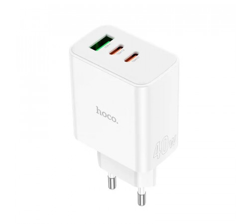 Мережевий зарядний пристрій HOCO C126A Pure power PD40W three-port(2C1A) charger White (6931474798725)