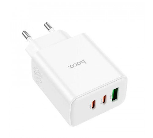 Мережевий зарядний пристрій HOCO C126A Pure power PD40W three-port(2C1A) charger White (6931474798725)