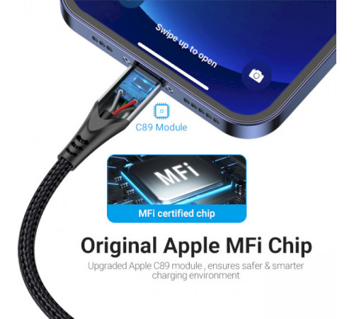 Кабель Vention USB 2.0 A to Lightning Cable 2M Gray Aluminum Alloy Type (LABHH) (LABHH)