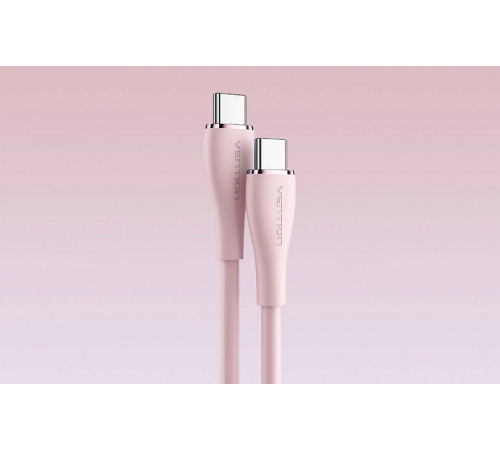 Кабель Vention USB 2.0 C Male to C Male 5A Cable 1M Pink Silicone Type (TAWPF) (TAWPF)
