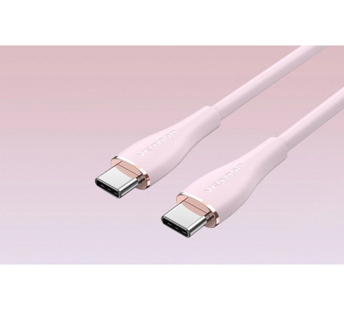 Кабель Vention USB 2.0 C Male to C Male 5A Cable 1M Pink Silicone Type (TAWPF) (TAWPF)