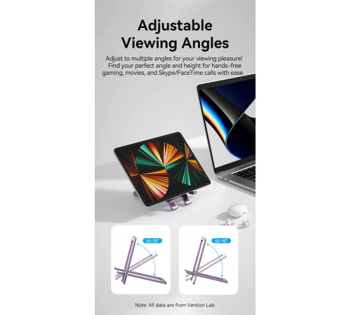 Тримач для телефона Vention Portable Cell Phone Stand Holder for Desk Aluminum Alloy Type Gray (KCZH0) (KCZH0)