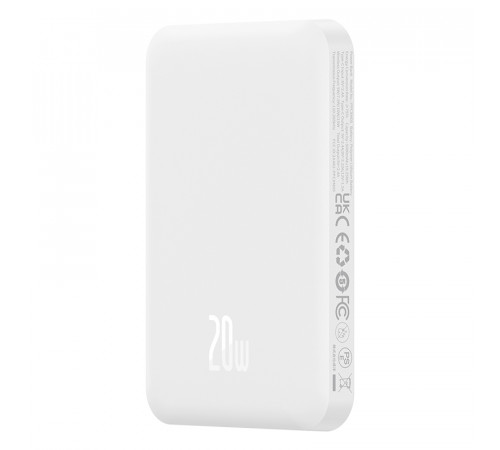 Зовнішній акумулятор Baseus Magnetic Mini Wireless Fast Charge Power Bank 5000mAh 20W Stellar White（With Simple Series Charging Cable Type-C to Typ (P10022107223-00)