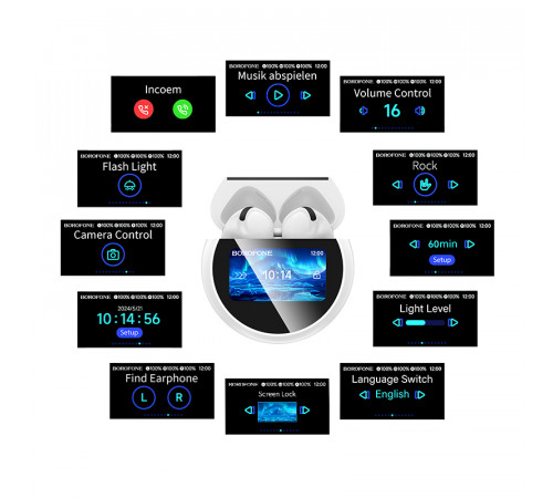 Бездротові навушники TWS BOROFONE BW87 Mist, touch screen, White (6941991119491)
