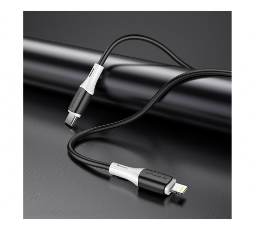 Кабель BOROFONE BX79 Type-C to iP 3A, 20W, 1m,, silicone, silicone connectors, Black (6974443384727)