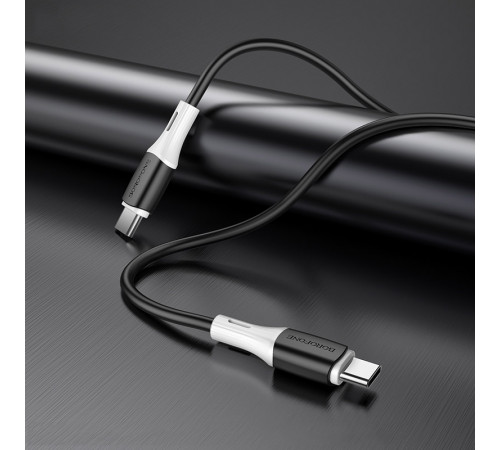 Кабель BOROFONE BX79 Type-C to Type-C 3A,60W, 1m, silicone, silicone connectors, Black (6974443384802)