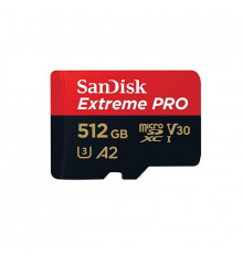 Карта пам'яті microSDXC (UHS-1 U3) SanDisk Extreme Pro A2 512Gb class 10 V30 (R200MB/s,W140MB/s) (adapter) (SDSQXCD-512G-GN6MA)