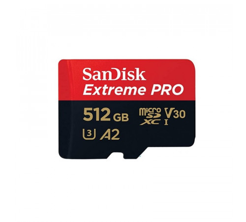 Карта пам'яті microSDXC (UHS-1 U3) SanDisk Extreme Pro A2 512Gb class 10 V30 (R200MB/s,W140MB/s) (adapter) (SDSQXCD-512G-GN6MA)
