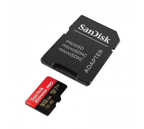 Карта пам'яті microSDXC (UHS-1 U3) SanDisk Extreme Pro A2 512Gb class 10 V30 (R200MB/s,W140MB/s) (adapter) (SDSQXCD-512G-GN6MA)