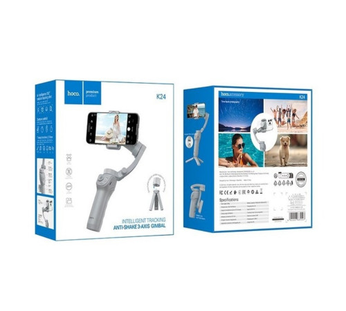Триосьовий стабілізатор HOCO K24 Support 3-axis smart gimbal Gray (6942007635547)