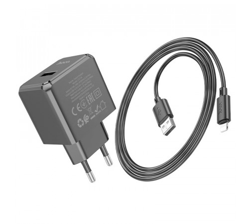 Мережевий зарядний пристрій з кабелем HOCO CS11A Ocean single port charger set(Micro) 10.5W Black (6942007603584)