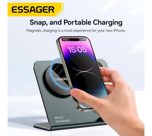 Бездротовий мультизарядний пристрій Essager  Ruicheng desktop magnetic suction 15W (3 in 1)  black (EWXZM-RC0G-Z)