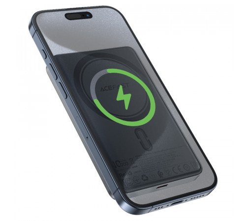 Зовнішній акумулятор ACEFAST M12 PD20W ultra-thin magnetic wireless charging power bank 10000mAh, Black (6974316283393)