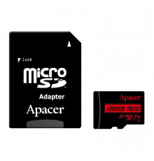 Карта памяти microSDXC (UHS-1) Apacer 128Gb class 10 V10 A1 R100MB/s (adapter SD) (AP128GMCSX10UB-R)