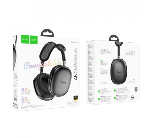 Бездротові накладні навушники HOCO W55 Plus Happiness ANC noise reduction BT headphones Deep Space Gray (6942007638531)
