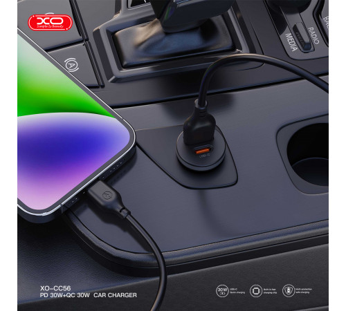 Автомобільний зарядний пристрій XO CC56 mini PD30W+QC30W