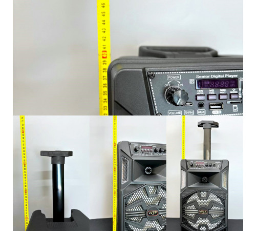 УЦІНКА Колонка VIP 830 з RGB-підсвічуванням та мікрофоном (25,0*24,8*41,3 см) (відірвана деталь всередині)