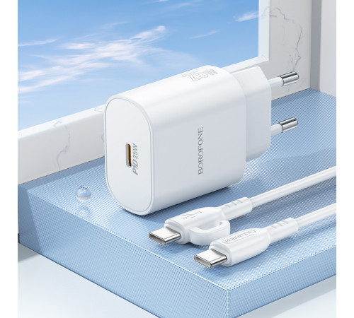 Мережевий зарядний пристрій Borofone BA82A Platinum PD25W Type-C to Type-C