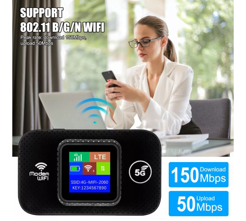 Портативний модем Mobile Wi-Fi DT2003, M9S-ELCD 300Mbps з екраном (3000mAh, 11.4Wh)