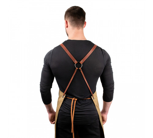 Кухарський фартух Daddy Smoke із тканини бежевий