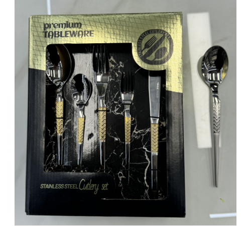 Столові прилади нержавіюча сталь золота гравіювання WD 3805S 20pc SH-3 (12)