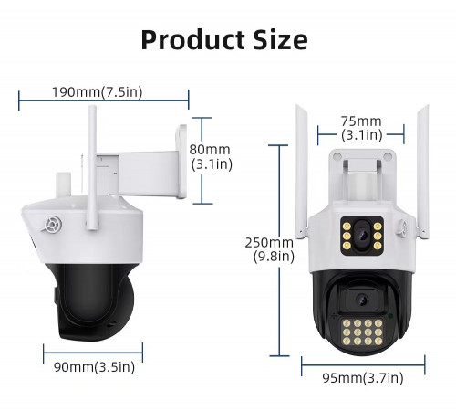 360 Камера (P12-P6MP) Камера Wifi ptz Dual leans camera +12v2a power *icsee (24)