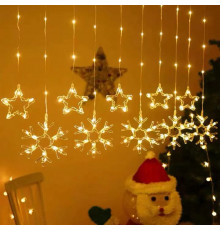 Гірлянда Штора 10 Тепла Usb ЗІРКИ+ СНІЖИНКИ SF-41 код-3582 (50)