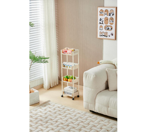 Етажерка на колесах 4 полиці підлогова біла Storage rack 1226 (8)