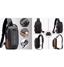 Нагрудна сумка з протиугінним замком з паролем Backpack чорний сірий ВЕЛИКА XL-1515(100