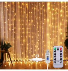 4544- код 2025годШТОРА Гірлянда БІЛА 300л 3*3 юсю+пульт  80-30 (100)