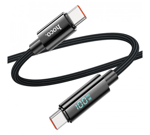 Кабель HOCO U125 Benefit 100W charging data cable with display Type-C to Type-C Black (6942007611930)