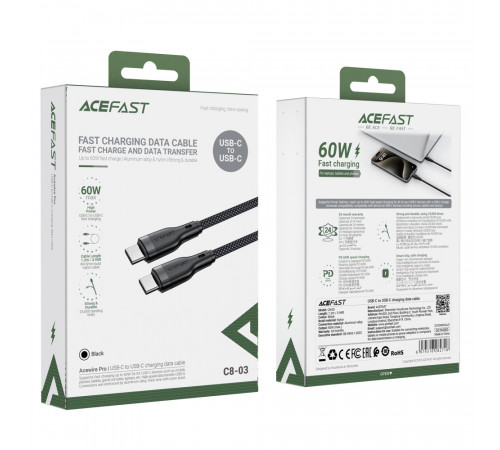 Кабель ACEFAST C8-03 USB-C to USB-C charging data cable Black (6974316282716)