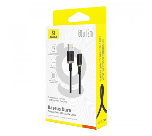 Кабель Baseus Dura Series Fast Charging Cable USB to Type-C 60W 2m Gold+Black (P10377802U01-02)
