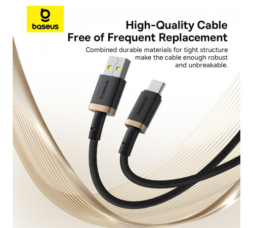 Кабель Baseus Dura Series Fast Charging Cable USB to Type-C 60W 2m Gold+Black (P10377802U01-02)