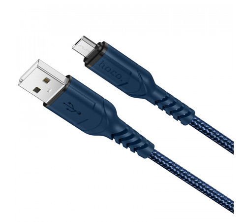 Кабель HOCO X59 USB to Micro 2.4A, 1m, nylon, TPE connectors, Blue (6931474744913)