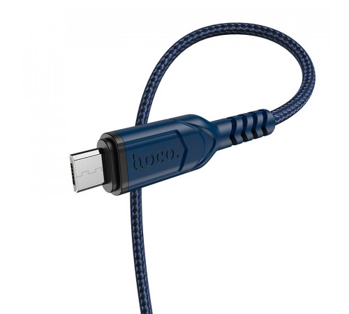 Кабель HOCO X59 USB to Micro 2.4A, 1m, nylon, TPE connectors, Blue (6931474744913)